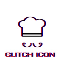 Chef Icon Flat. Simple Pictogram - Glitch Effect. Vector Illustration Symbol