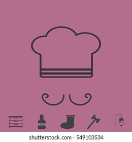 Chef icon flat. Simple vector grey pictogram and bonus symbol