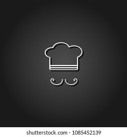 Chef icon flat. Simple White pictogram on black background with shadow. Vector illustration symbol
