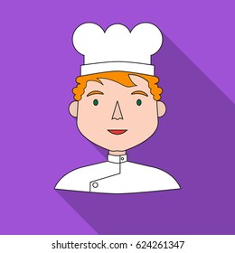Chef icon in flat style isolated on white background. People of different profession symbol stock vector illustration.
