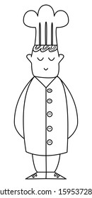 Chef icon. Hand drawn black and white vector illustration isolated on white.