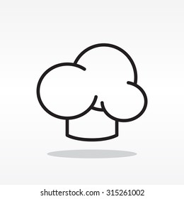 Chef icon. Chef hat. Line design. Restaurant menu design. Outline  vector illustration.