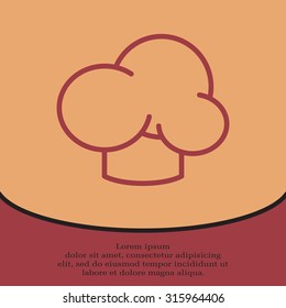 Chef icon. Chef hat. Line design. Restaurant menu design. Outline  vector illustration.