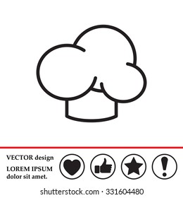 Chef icon. Chef hat. Line design. Restaurant menu design. Outline  vector illustration.