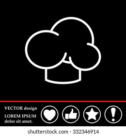 Chef icon. Chef hat. Line design. Restaurant menu design. Outline  vector illustration.
