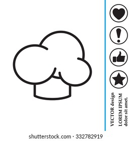 Chef icon. Chef hat. Line design. Restaurant menu design. Outline  vector illustration.
