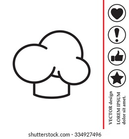 Chef icon. Chef hat. Line design. Restaurant menu design. Outline  vector illustration.