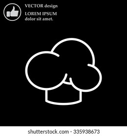 Chef icon. Chef hat. Line design. Restaurant menu design. Outline  vector illustration.