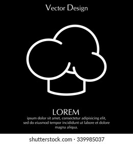 Chef icon. Chef hat. Line design. Restaurant menu design. Outline  vector illustration.