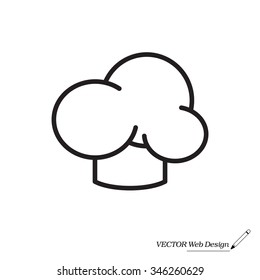 Chef icon. Chef hat. Line design. Restaurant menu design. Outline  vector illustration.