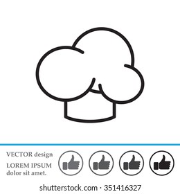 Chef icon. Chef hat. Line design. Restaurant menu design. Outline  vector illustration.