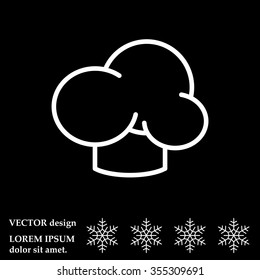 Chef icon. Chef hat. Line design. Restaurant menu design. Outline  vector illustration.