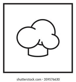 Chef icon. Chef hat. Line design. Restaurant menu design. Outline  vector illustration.
