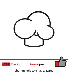 Chef icon. Chef hat. Line design. Restaurant menu design. Outline  vector illustration.