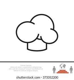 Chef icon. Chef hat. Line design. Restaurant menu design. Outline  vector illustration.