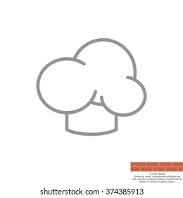 Chef icon. Chef hat. Line design. Restaurant menu design. Outline  vector illustration.