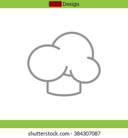 Chef icon. Chef hat. Line design. Restaurant menu design. Outline  vector illustration.