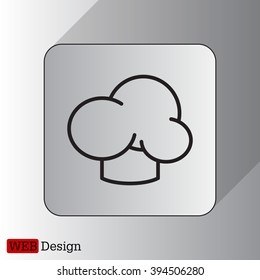 Chef icon. Chef hat. Line design. Restaurant menu design. Outline  vector illustration.