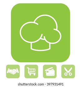 Chef icon. Chef hat. Line design. Restaurant menu design. Outline  vector illustration.