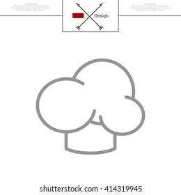 Chef icon. Chef hat. Line design. Restaurant menu design. Outline  vector illustration.