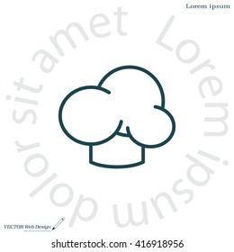 Chef icon. Chef hat. Line design. Restaurant menu design. Outline  vector illustration.