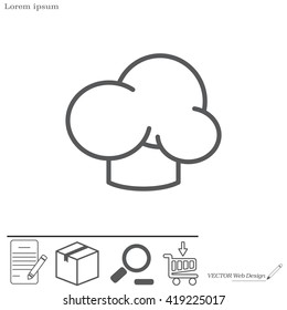 Chef icon. Chef hat. Line design. Restaurant menu design. Outline  vector illustration.