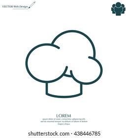 Chef icon. Chef hat. Line design. Restaurant menu design. Outline  vector illustration.