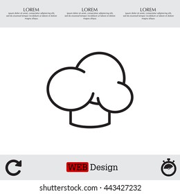 Chef icon. Chef hat. Line design. Restaurant menu design. Outline  vector illustration.