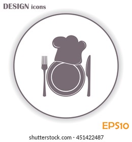 Chef icon. Chef hat silhouette and cutlery.