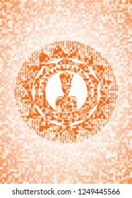 chef icon inside abstract orange mosaic emblem