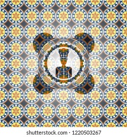 chef icon inside arabesque badge background. arabic decoration.