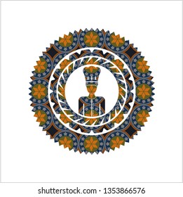 chef icon inside arabesque badge. arabic decoration.