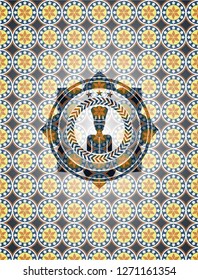 chef icon inside arabesque emblem background. arabic decoration.