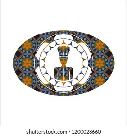 chef icon inside arabic badge. Arabesque decoration.
