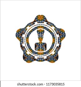 chef icon inside arabic emblem background. Arabesque decoration.