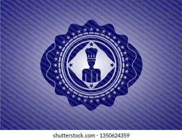 chef icon inside badge with jean texture