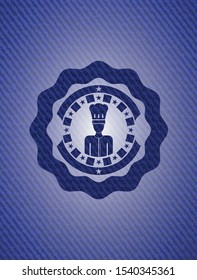chef icon inside badge with jean texture