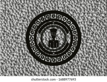 chef icon inside black emblem with grey bubbles background. Vector Illustration. Detailed.