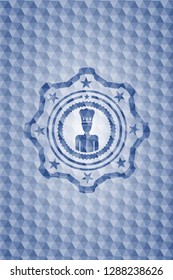 chef icon inside blue badge with geometric background.