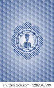 chef icon inside blue badge with geometric pattern background.