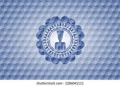 chef icon inside blue hexagon emblem.
