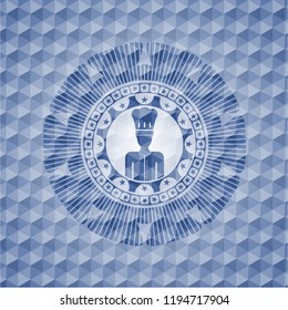 chef icon inside blue polygonal badge.