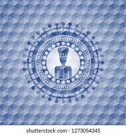 chef icon inside blue polygonal emblem.