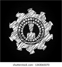 chef icon inside chalk emblem