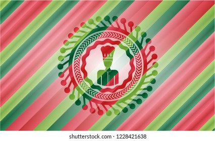 chef icon inside christmas badge.