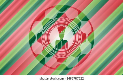 chef icon inside christmas badge.
