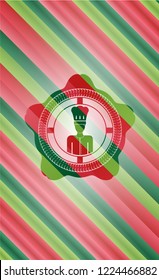 chef icon inside christmas colors style badge.