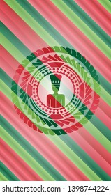 chef icon inside christmas colors style badge.