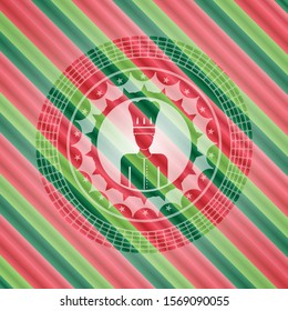 chef icon inside christmas colors emblem.