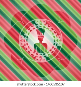 chef icon inside christmas emblem.